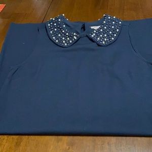 Blue Dress with jeweled collar